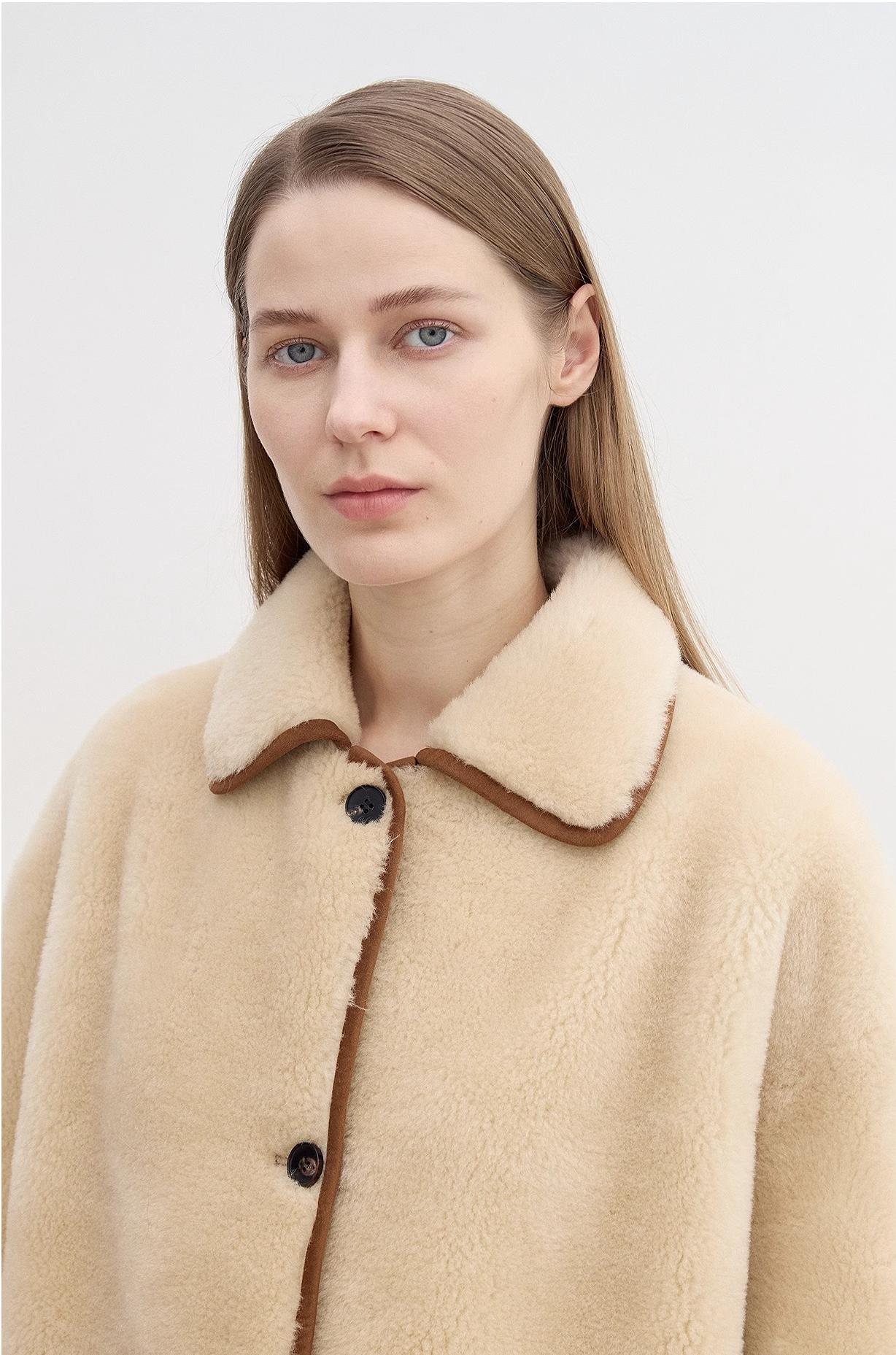 "Winter Concerto" Lapel Wool Artificial Compound Suede Vintage Contrast Colored Shearling Coat