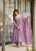 Amrita Lavender Chinon Suit Set