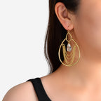 Bohemia Chic Multilayer Tassel Chain Transparent Beads Large Water Drop Earrings