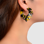 Acrylic Multi-color Abstract Art Hoop Stud Chunky Mottled Resin Earrings Gift