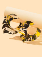 Acrylic Multi-color Abstract Art Hoop Stud Chunky Mottled Resin Earrings Gift