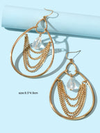 Bohemia Chic Multilayer Tassel Chain Transparent Beads Large Water Drop Earrings