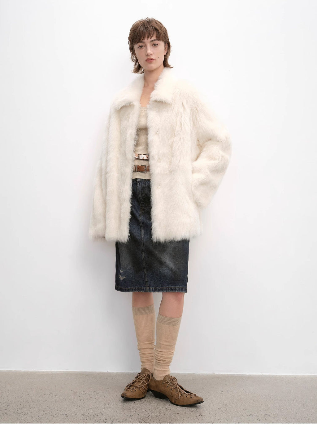 "Autumn Exclusive" Imported Tuscan sheepskin short lapel fur coat