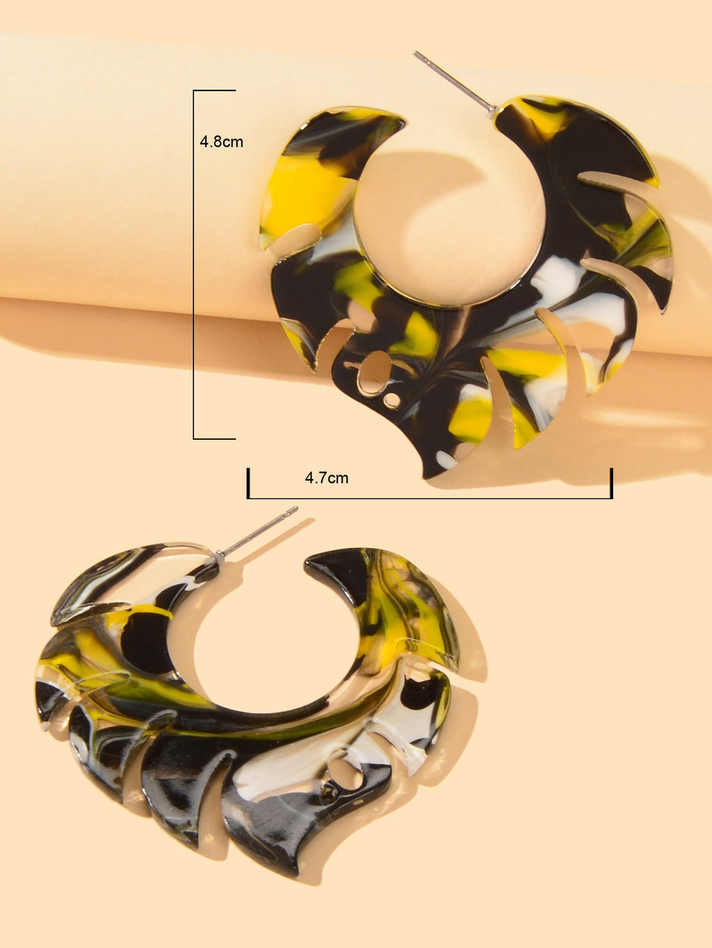 Acrylic Multi-color Abstract Art Hoop Stud Chunky Mottled Resin Earrings Gift