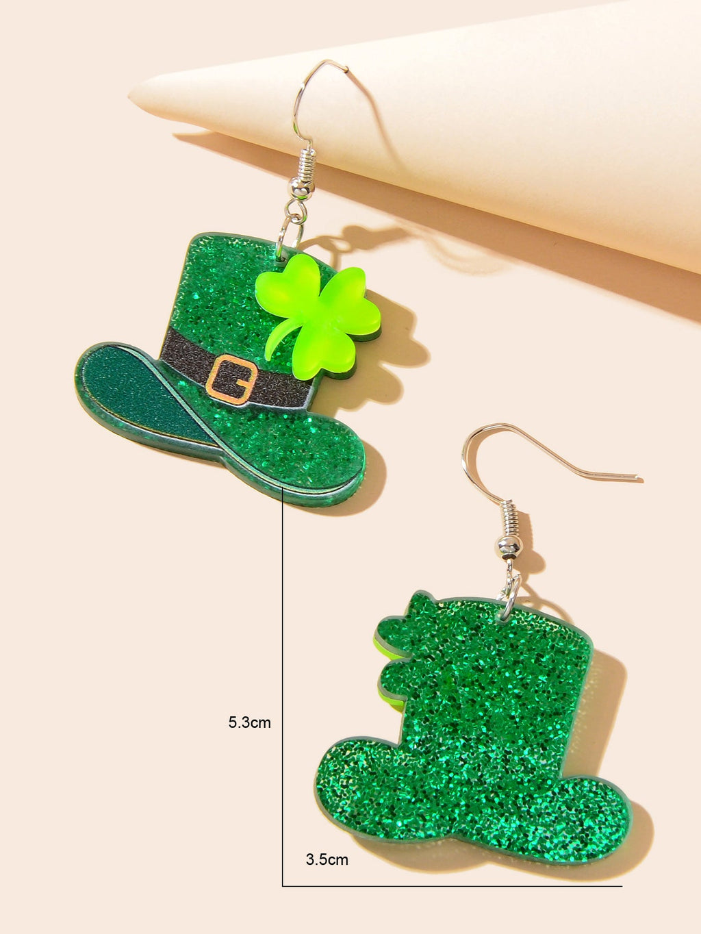 Acrylic Green Clover Hat Pendant Earrings St. Patrick's Day Festival Jewellery