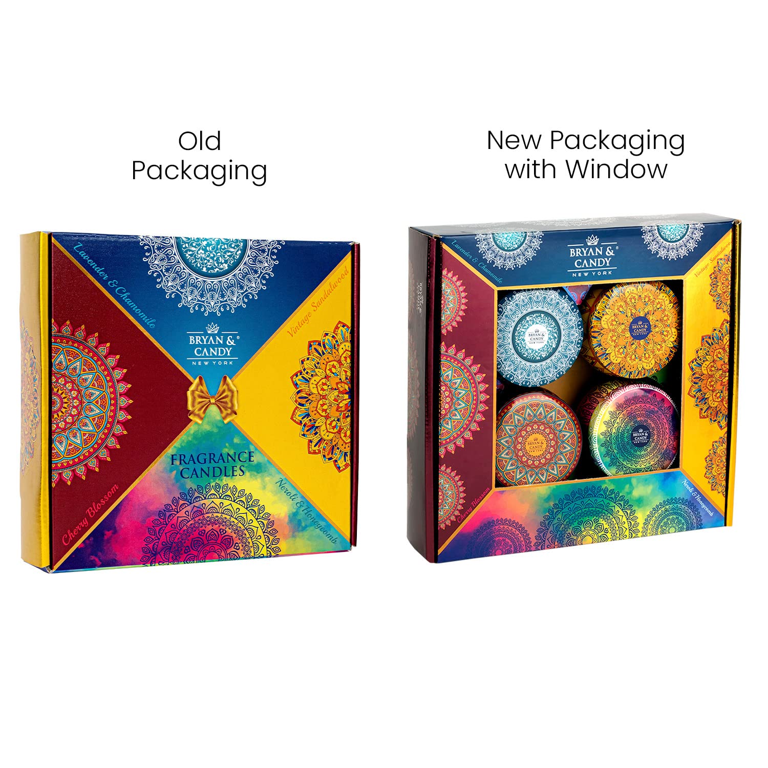 Bryan & Candy Scented Candles | Gift Set for Women & Men,Cherry Blossom,Vintage Sandalwood,Neroli & Honeycomb,Lavender & Chamomile Aromatherapy Candles