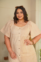 Brown Striped Cotton Buttondown Maxi Dress