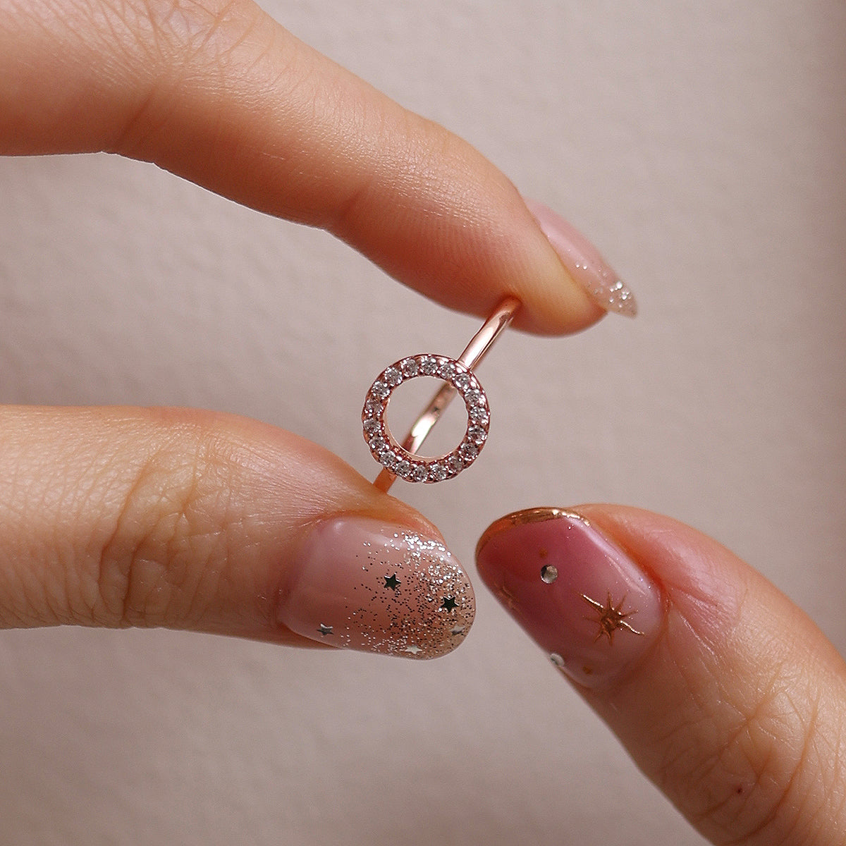 Adjustable Circle Sparkle Ring