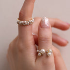 Bold cubic pearl ring