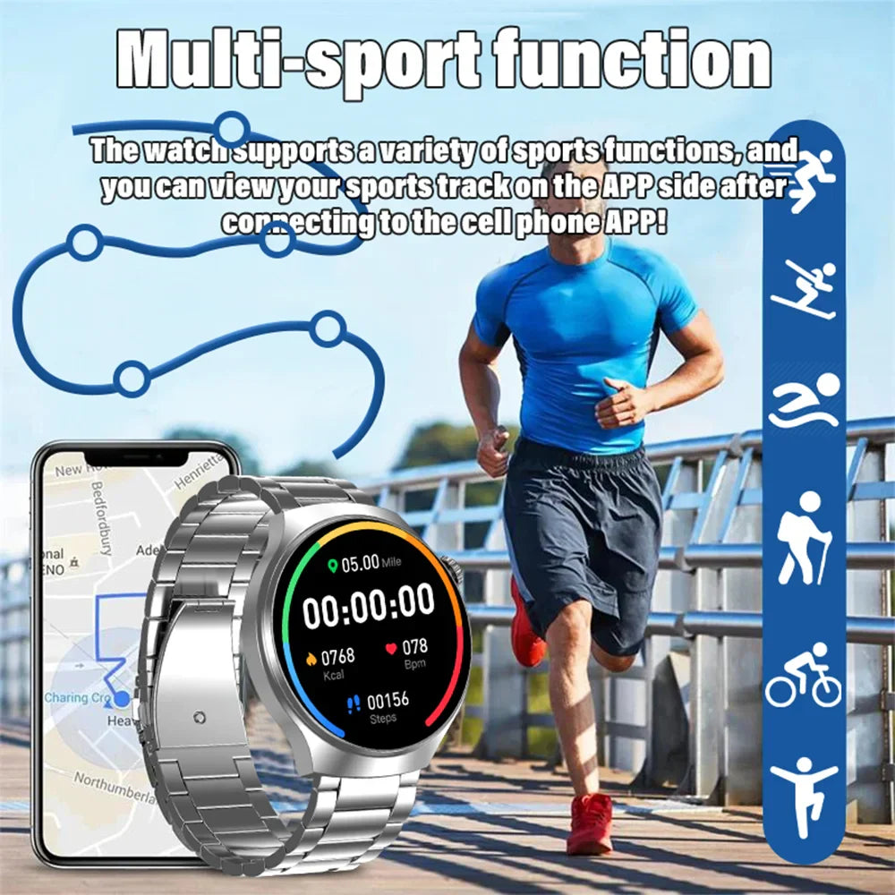 Bluetooth Smartwatch Men HD Sports Fitness (Silver)