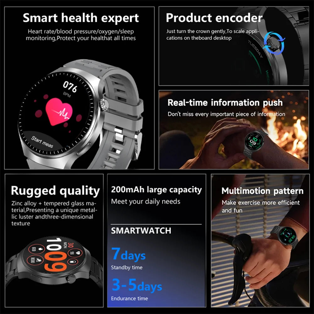 Bluetooth Smartwatch Men HD Sports Fitness (Silver)