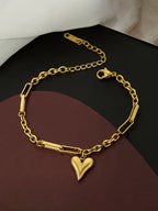 Anti-Tarnish Gold Heart Charm Bracelet -Dainty & Durable Love Jewelry
