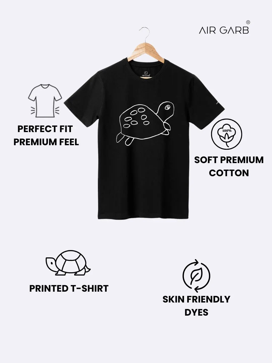 Cotton Printed T-shirt for Men and Women - Tortoise