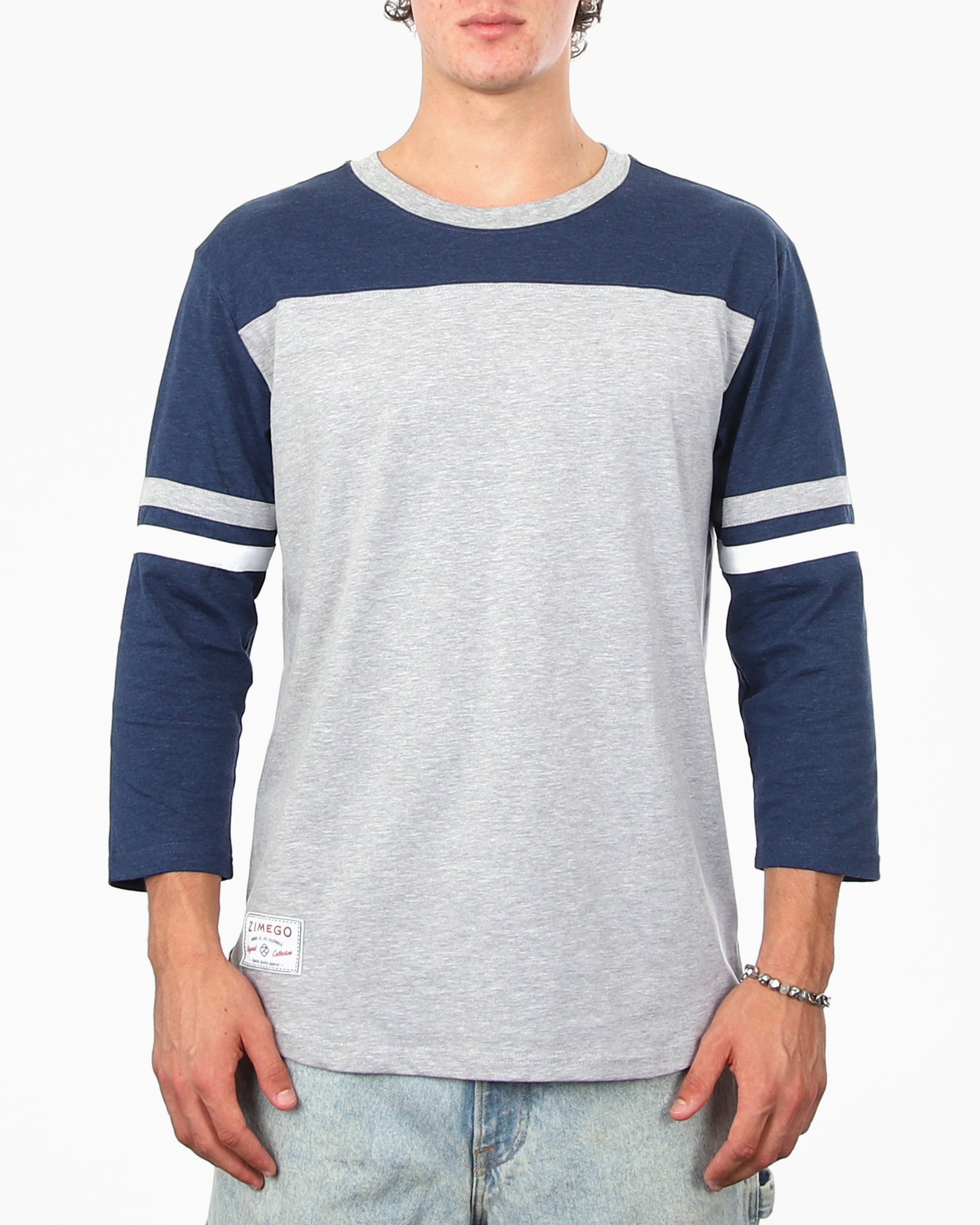 Contrast 3/4 Sleeve Stretch Casual Baseball Crew Neck T-Shirts -Bundle
