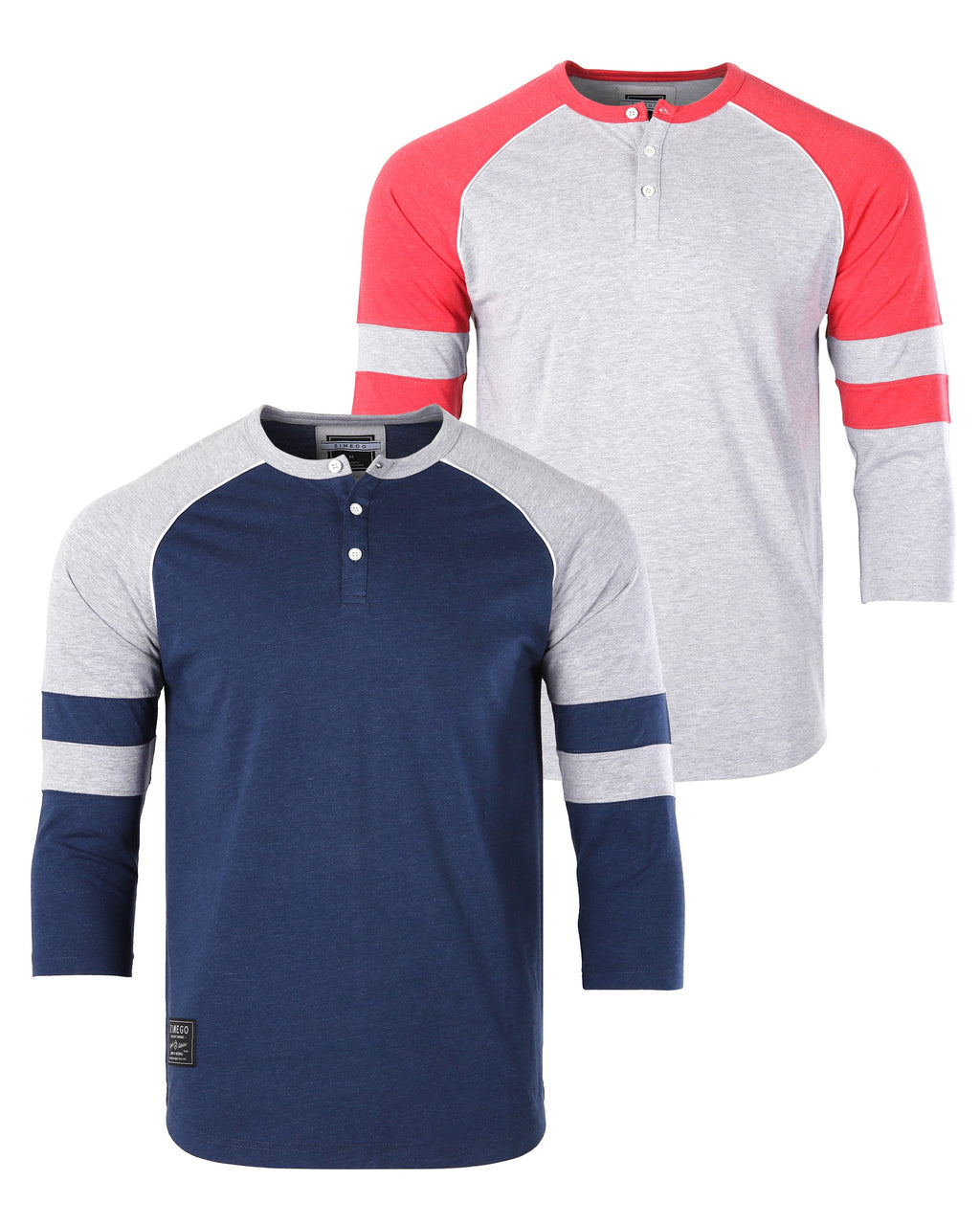 Color Block 3/4 Sleeve Stretch Casual Baseball Button Henley Shirts Bundle Set