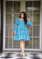 Aqua Charm Ruffled Short Dress