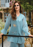 Aqua Grace Floral Silk Co-Ord Set