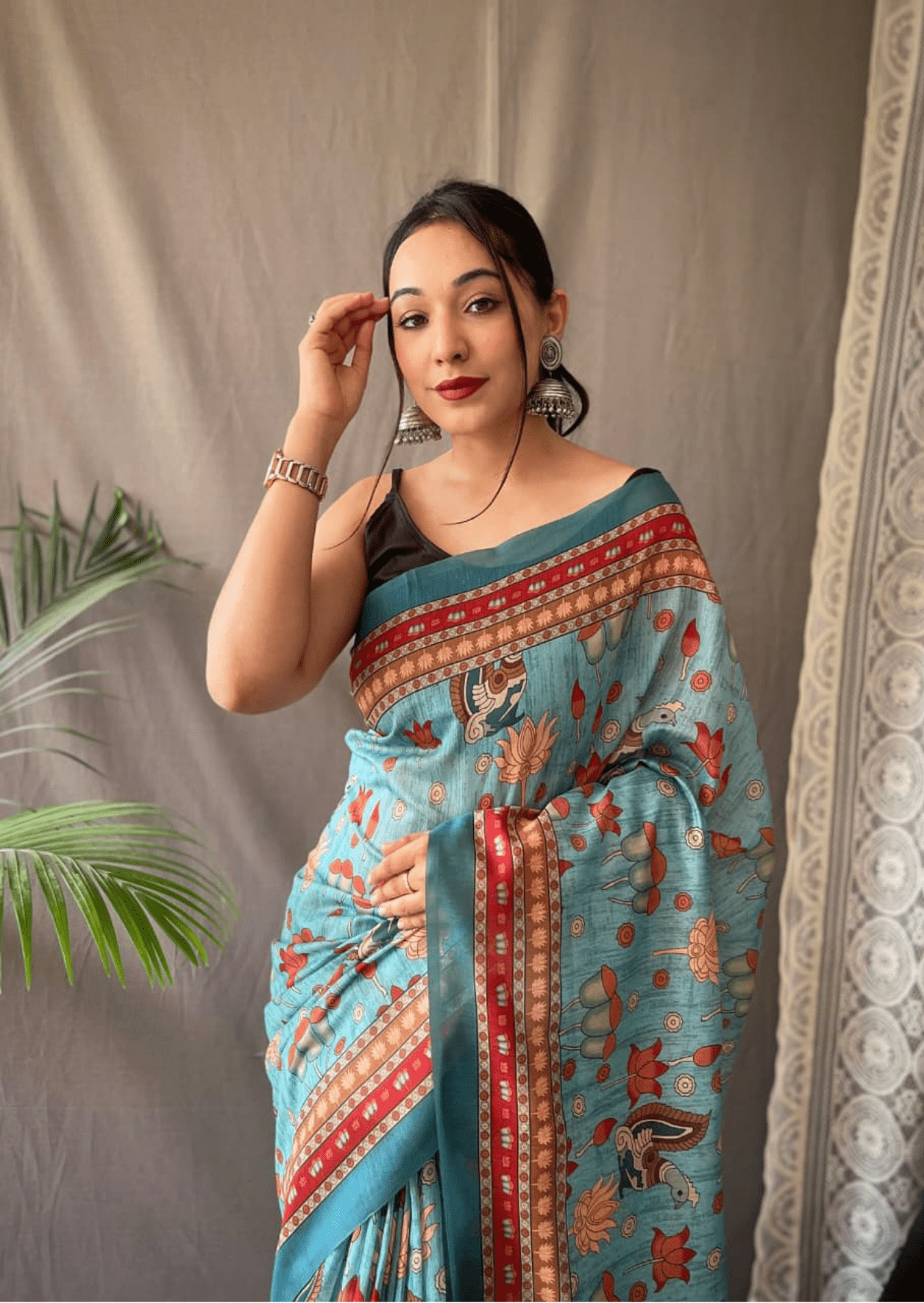 Avyukta Kalamkari Malai Cotton Saree