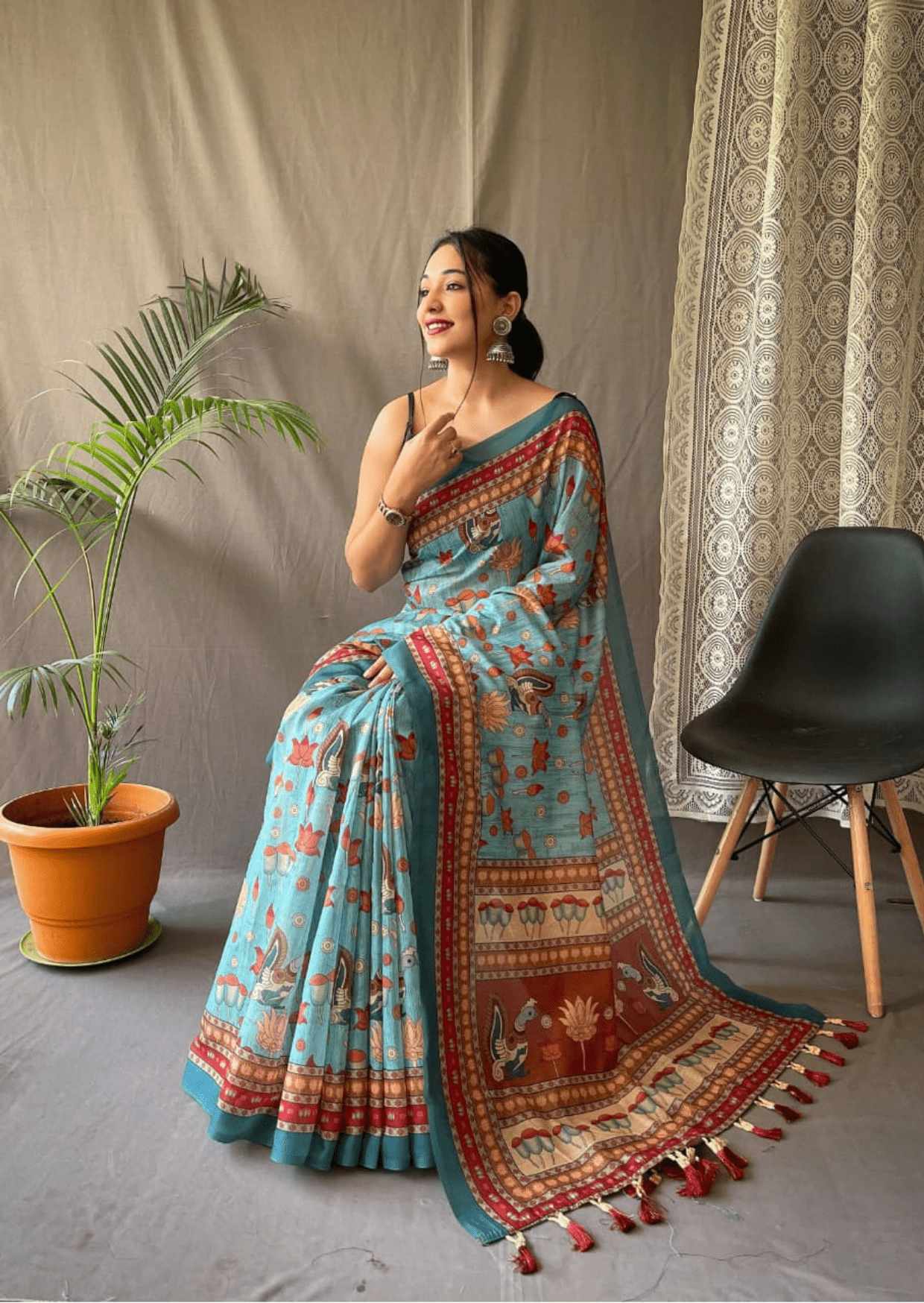 Avyukta Kalamkari Malai Cotton Saree
