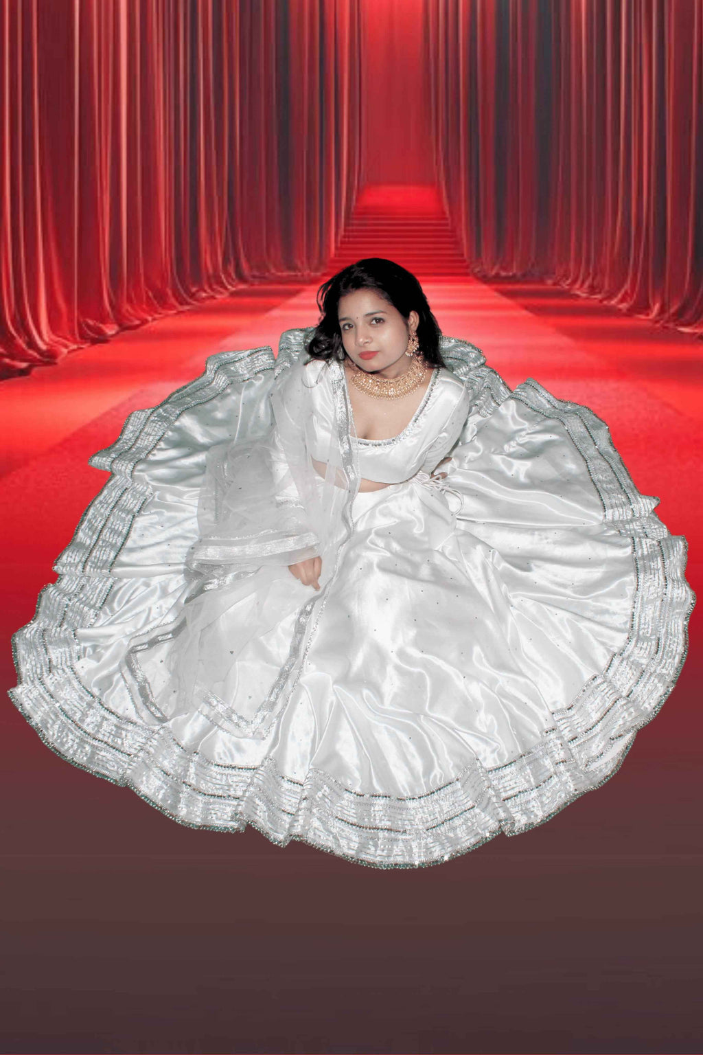 Chandani White Satin Lehenga Set - Elegant Ethnic Wear for Every Occasion