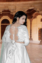 Chandani White Satin Lehenga Set - Elegant Ethnic Wear for Every Occasion