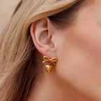 Mary Bow Heart Drop Earrings..-1