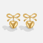 Mary Bow Heart Drop Earrings..-0