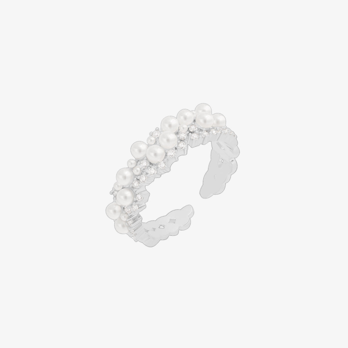 Bold cubic pearl ring