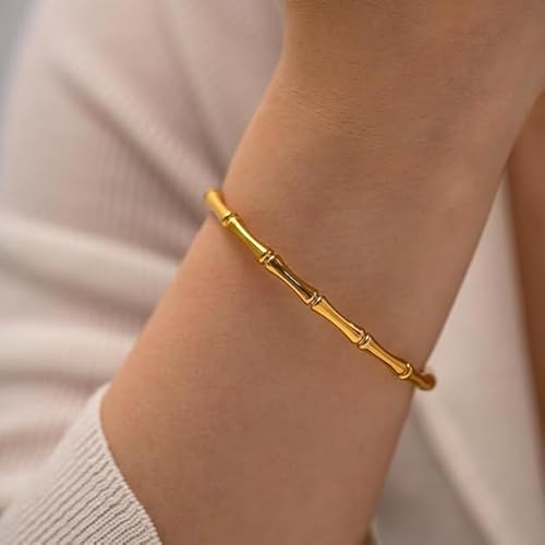 Bamboo Cuff Bangle Bracelet-soristyle