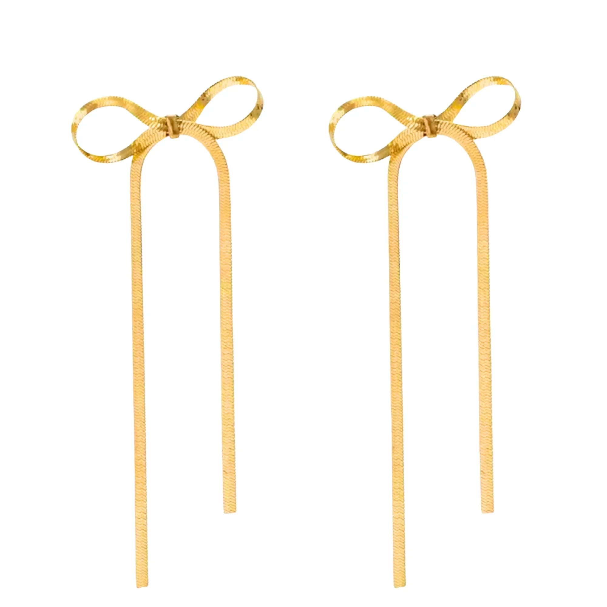 Golden Bow Knot Drop & Dangle Earrings-0