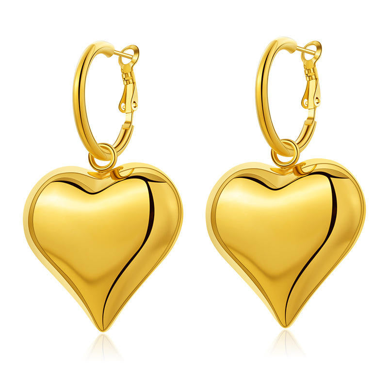 Chunky Heart Hoop Earrings -soristyle