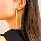 Golden Bow Knot Drop & Dangle Earrings-3