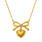 Bow Heart Pendant Necklace -Dainty Cute Pendant Jewelry Gift